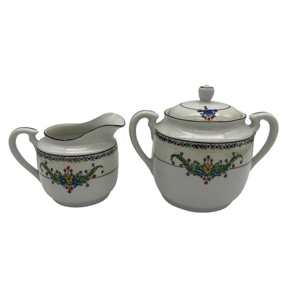Trico Other - Hand Painted Trico Nagoya Japan China Sugar Bowl & Creamer Floral Pattern